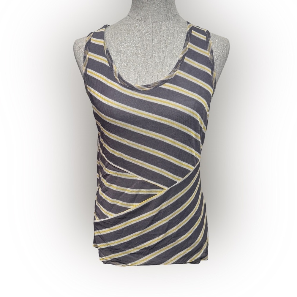 Lynn Ritchie SILVER brands Striped Gray and Yellow Women's Top. Sz L